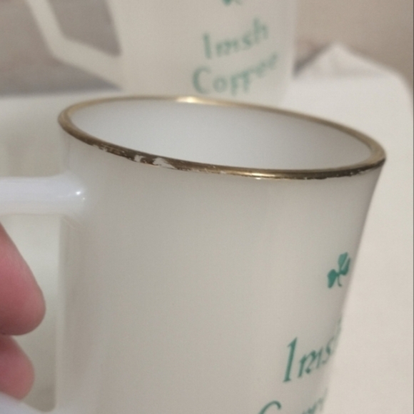 4 Vintage Irish Coffee Footed Milk Glass Mugs - Picture 7 of 7